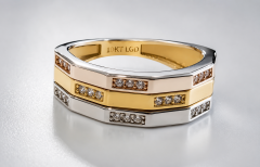 Bague or massif 10k 3 tons 
