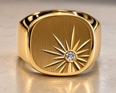 Bague or 10k massif avec zircon. Taille 11 poid de 5.63 grammes ( NEUF )