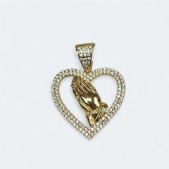 Pendentif coeur et mains en or 10k 3.5g